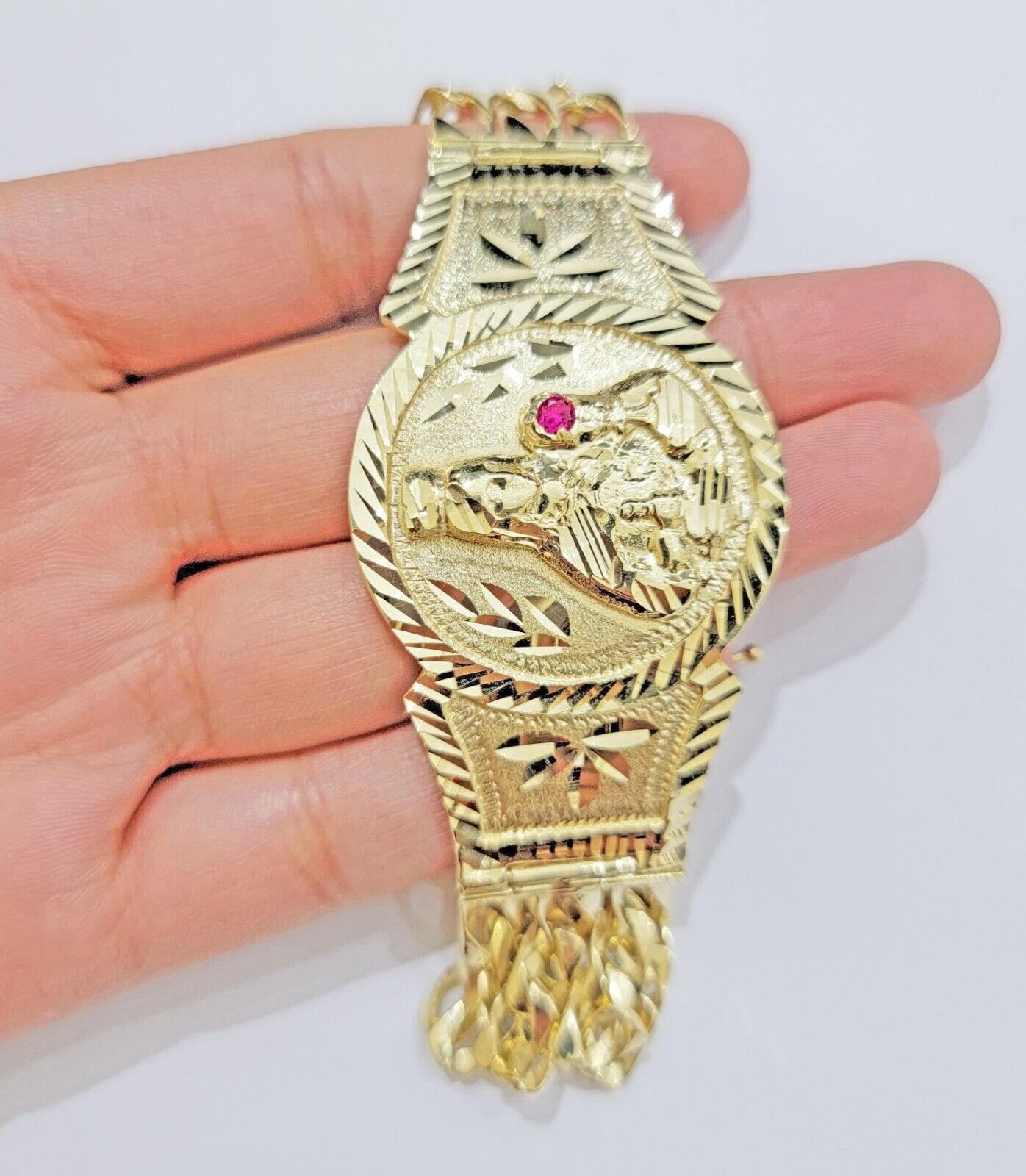 Real 10k Gold Bracelet Solid San barbara 8 Inches Cuban Link Box Lock, Pura oro - GoldenlinQ